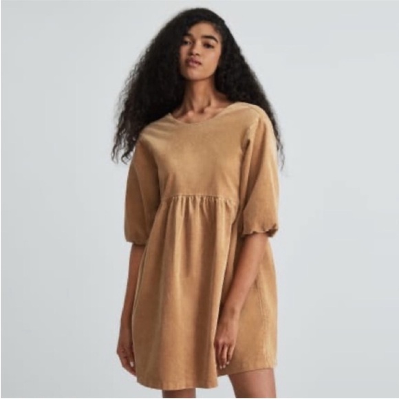 Everlane The Corduroy Babydoll Mini Dress Biscotti - Picture 4 of 14